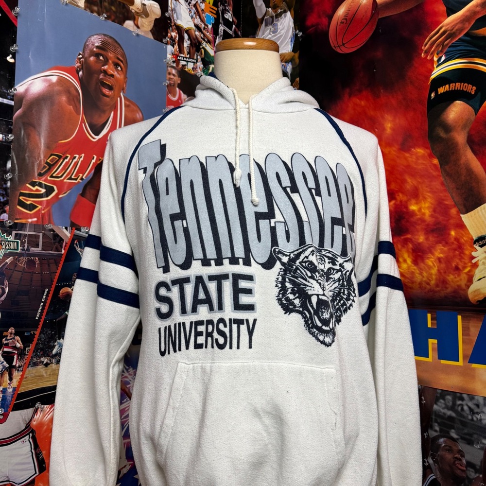 Vintage 90s Tennessee State University Tigers Hoodie Black Culture HBCU Sz Large